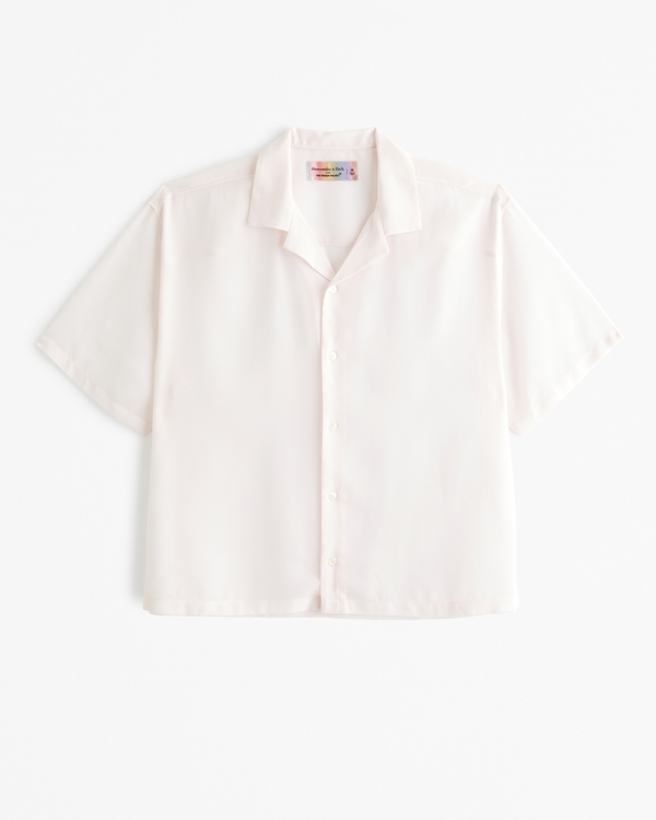 Pride Camp Collar Cropped Sheer Shirt