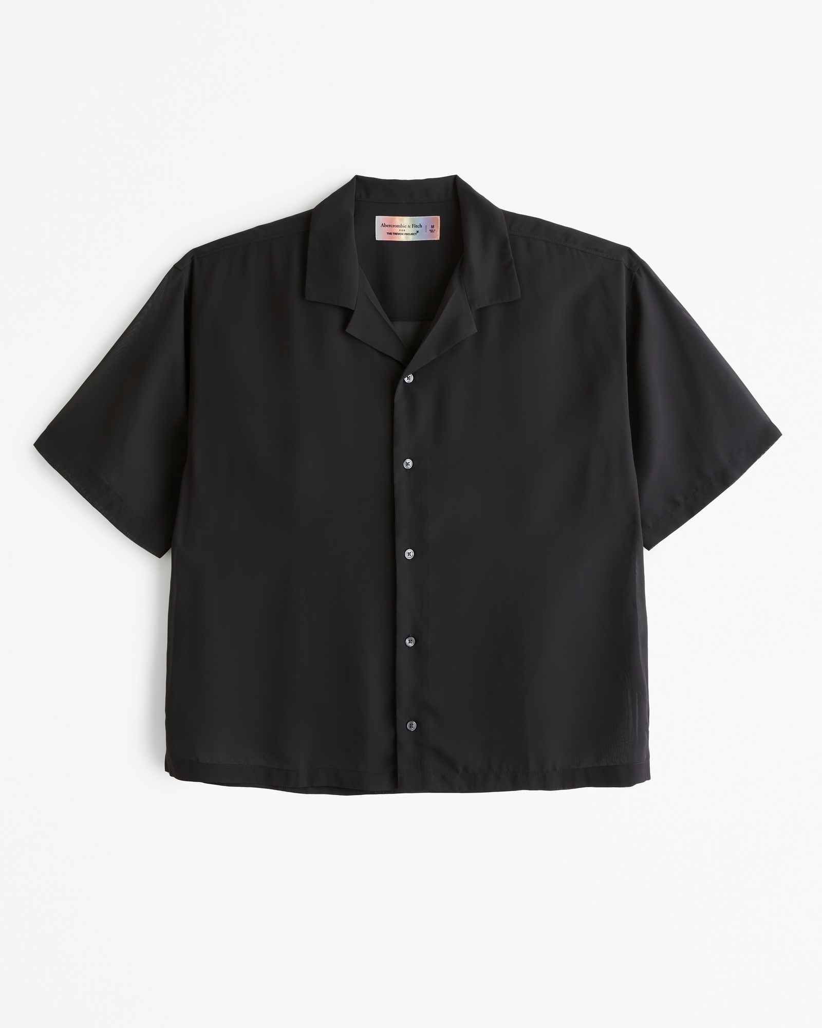 Pride Camp Collar Cropped Sheer Embroidered Shirt