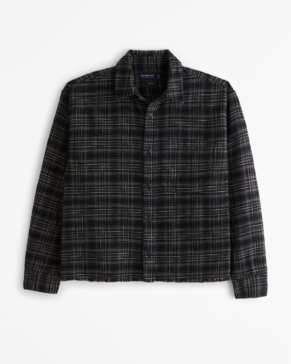 Cropped Flannel, Black Plaid