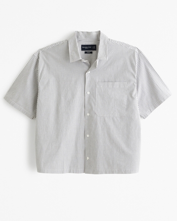 アバクロ Abercrombie&Fitchポプリンボタンアップシャツyx016 Men's Short-Sleeve Cropped Poplin Button-Up Shirt | Men's