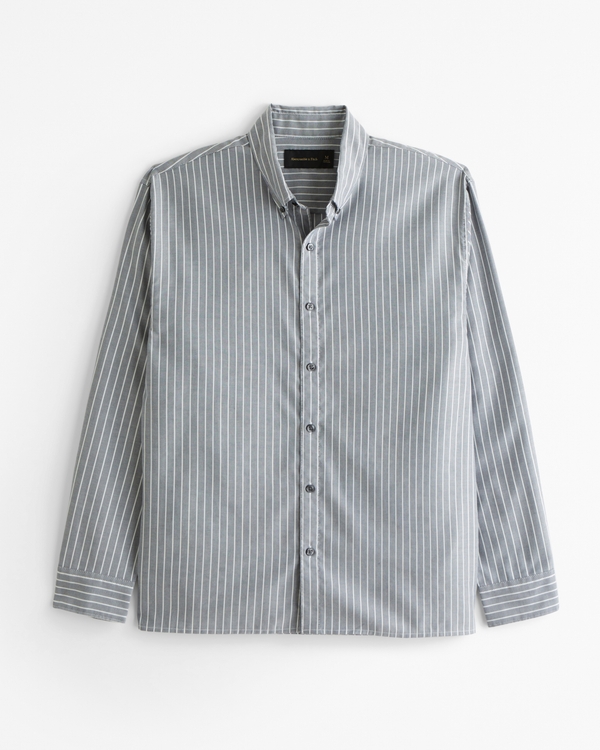 Oxford Shirt, Light Gray Stripe