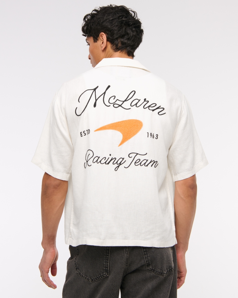 Short-Sleeve Cropped McLaren Workwear Button-Up Shirt