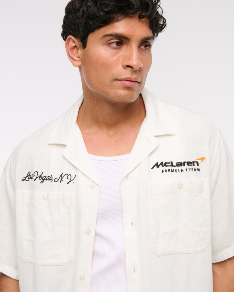 Short-Sleeve Cropped McLaren Workwear Button-Up Shirt
