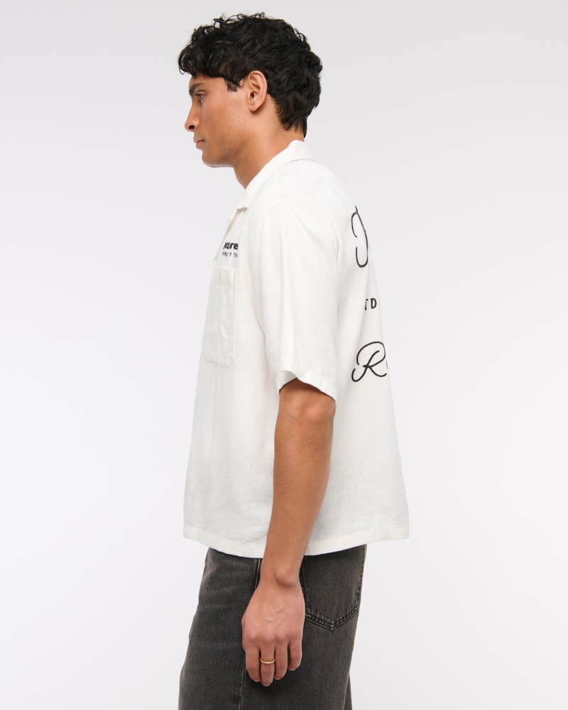 Short-Sleeve Cropped McLaren Workwear Button-Up Shirt