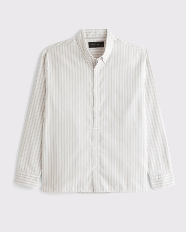 Oxford Shirt, Cream Stripe