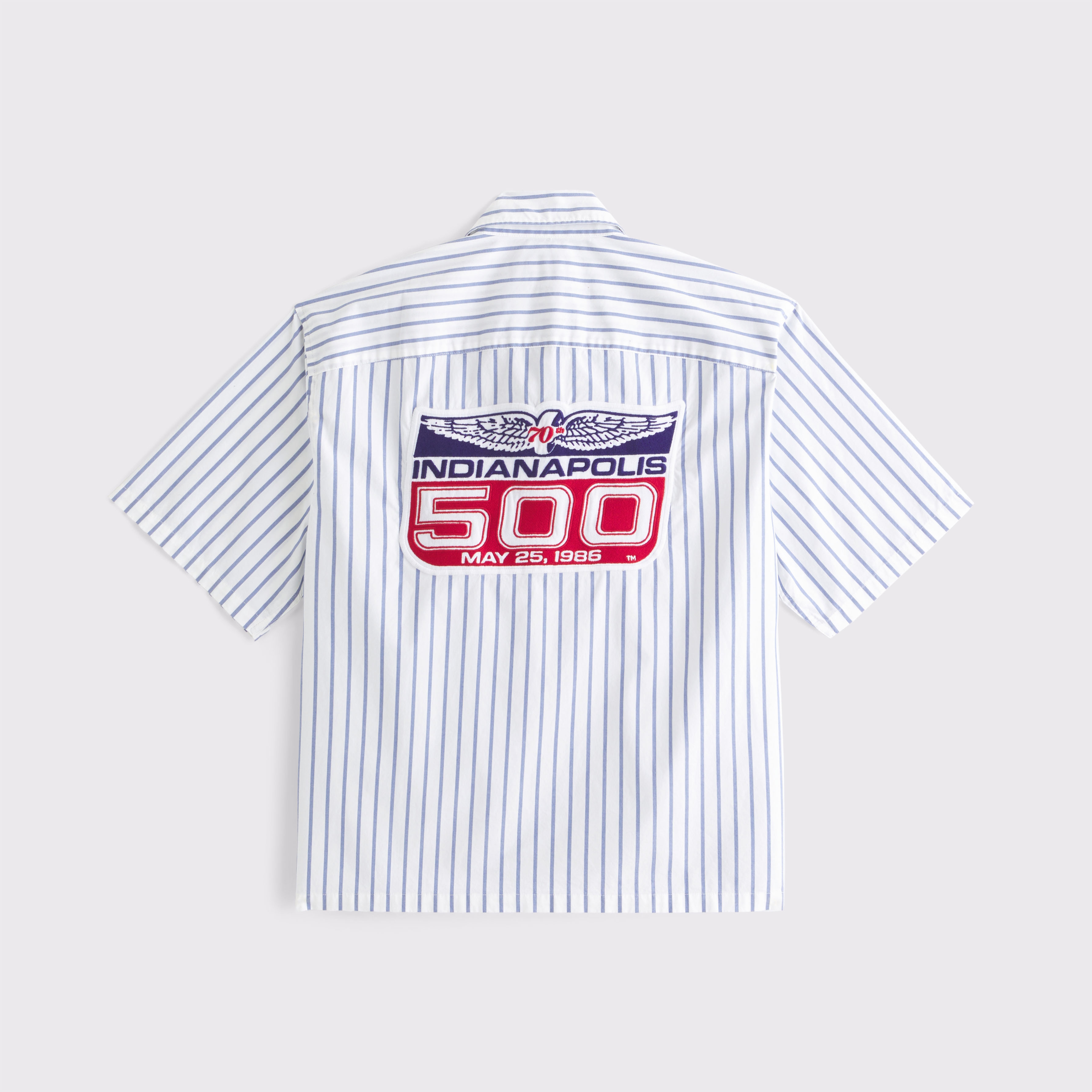 Men's Short-Sleeve Cropped Racing Workwear Button-Up Shirt