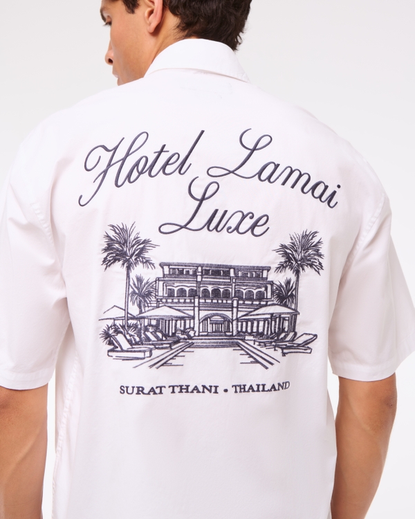 Men's Short-Sleeve Cropped Embroidery Shirt | Men's Clearance