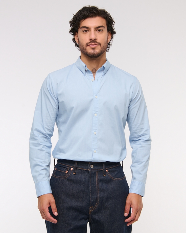A&F Go-To Athletic Fit Shirt, Light Blue view 2