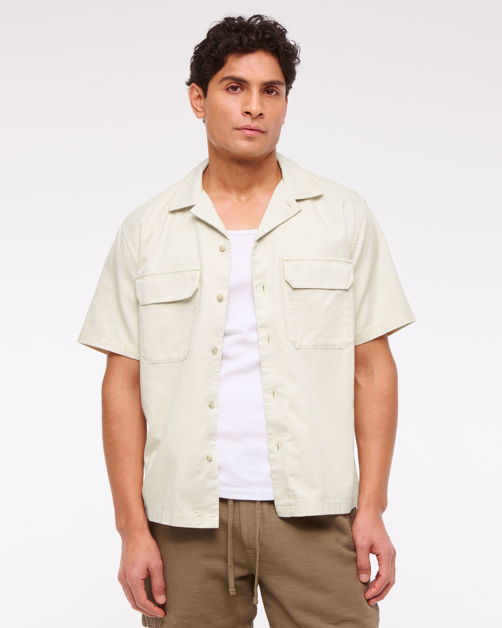 Camp Collar Button-Up Shirt