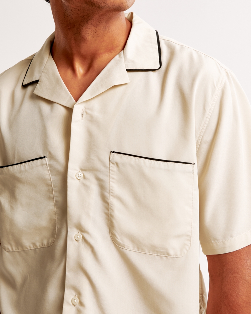 Camp Collar Cropped Cupro Shirt