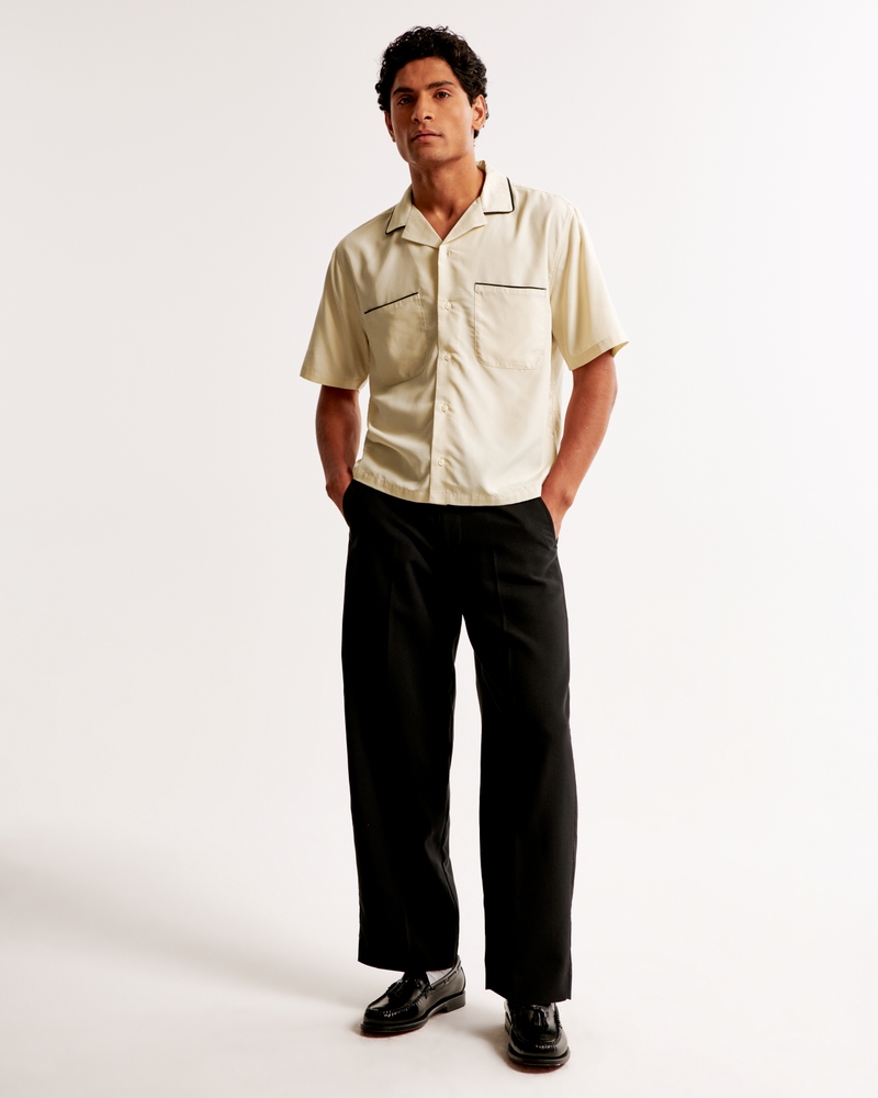Camp Collar Cropped Cupro Shirt