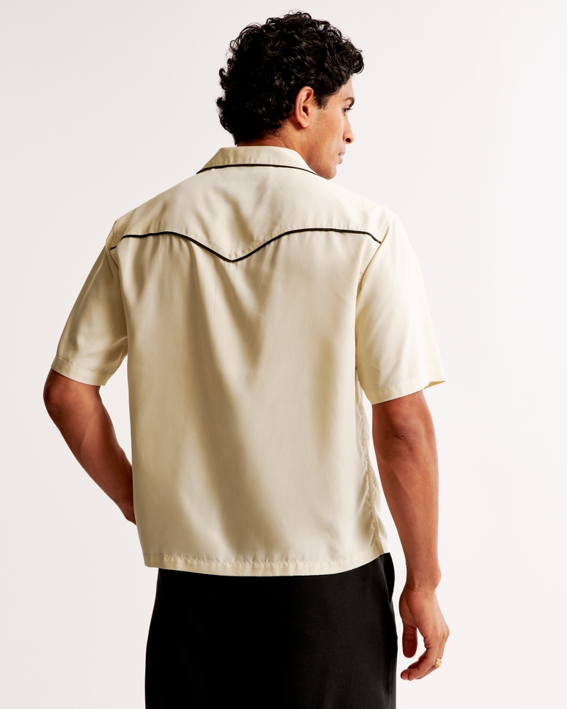 Camp Collar Cropped Cupro Shirt