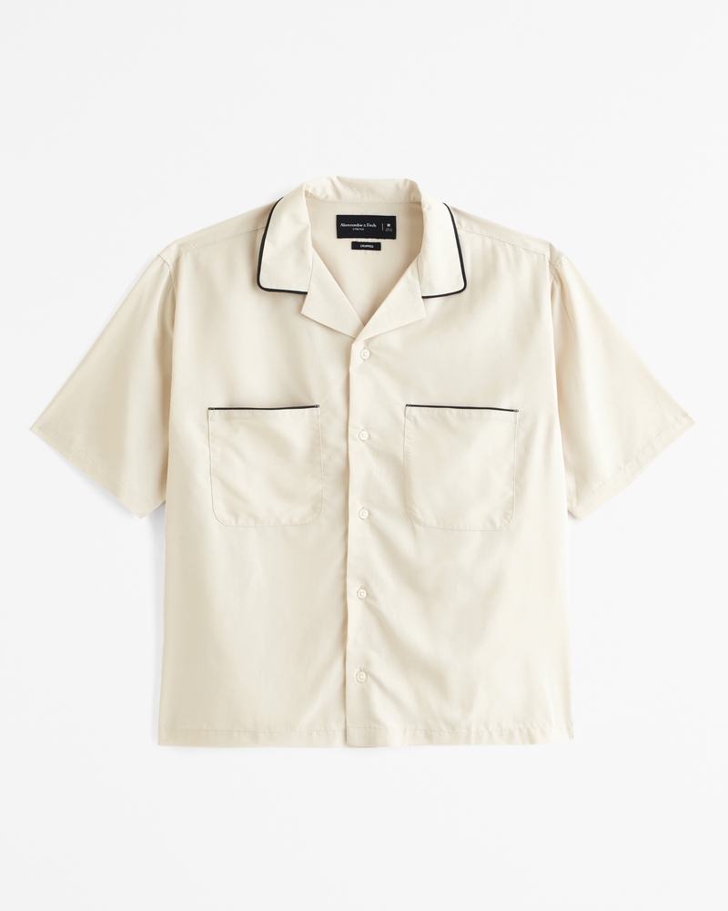 Camp Collar Cropped Cupro Shirt