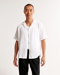 Men's Camp Collar Gauzy Button-Up Shirt, Men's Clearance