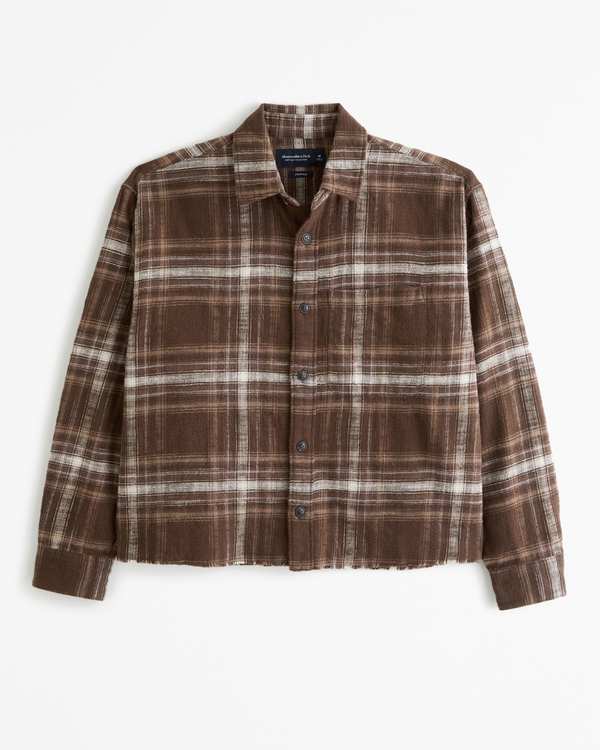 Cropped Flannel, Brown Plaid