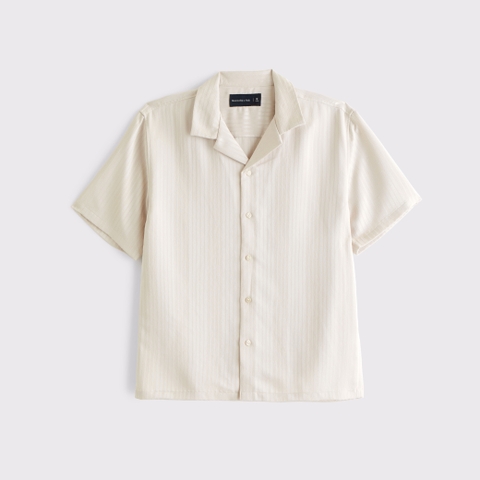 Мужские рубашки Abercrombie & Fitch Camp Collar Textured Button-Up Shirt