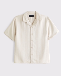Camp Collar Textured Button-Up Shirt