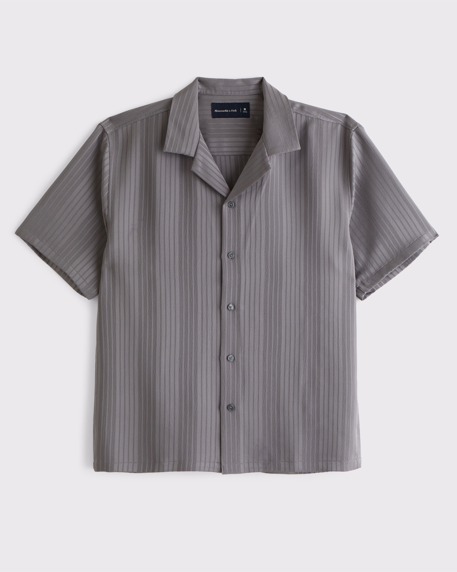 Camp Collar Textured Button-Up Shirt