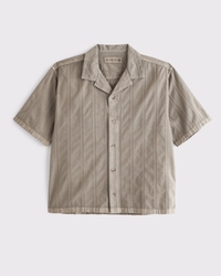 Camp Collar Braided Button-Up Shirt