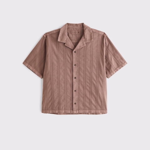 Мужские рубашки Abercrombie & Fitch Camp Collar Braided Button-Up Shirt