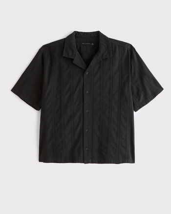 Camp Collar Braided Button-Up Shirt