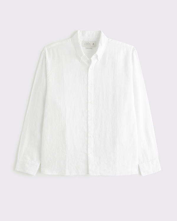 Linen Button-Up Shirt, White view 2