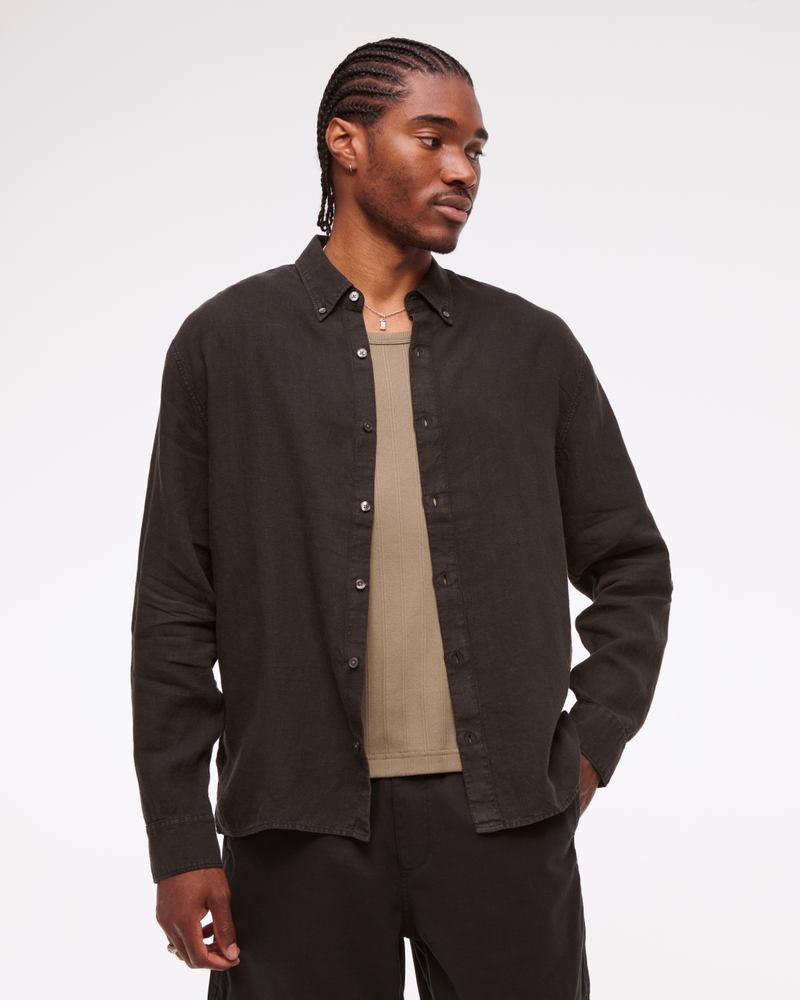 Men's 100% Linen Button-Up Shirt | Men's Tops | Abercrombie.com