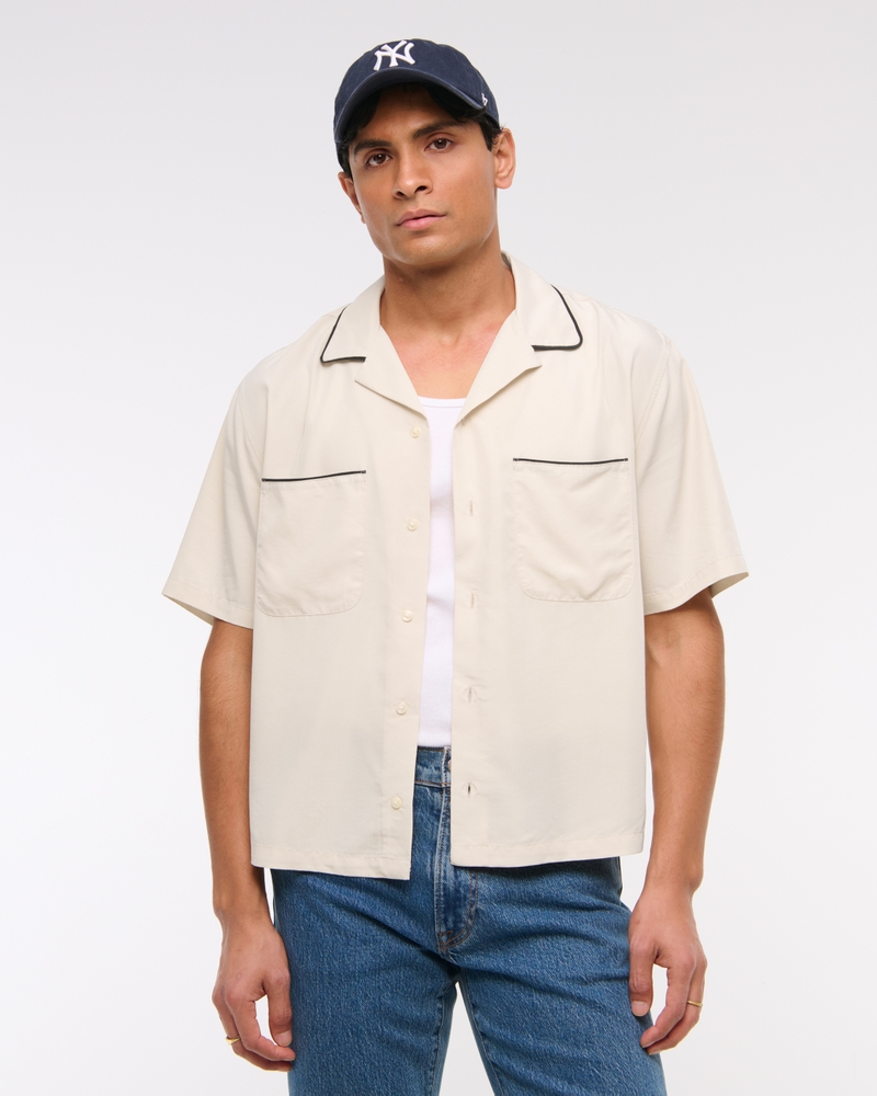 Men's Camp Collar Cupro Shirt | Men's Clearance | Abercrombie.com