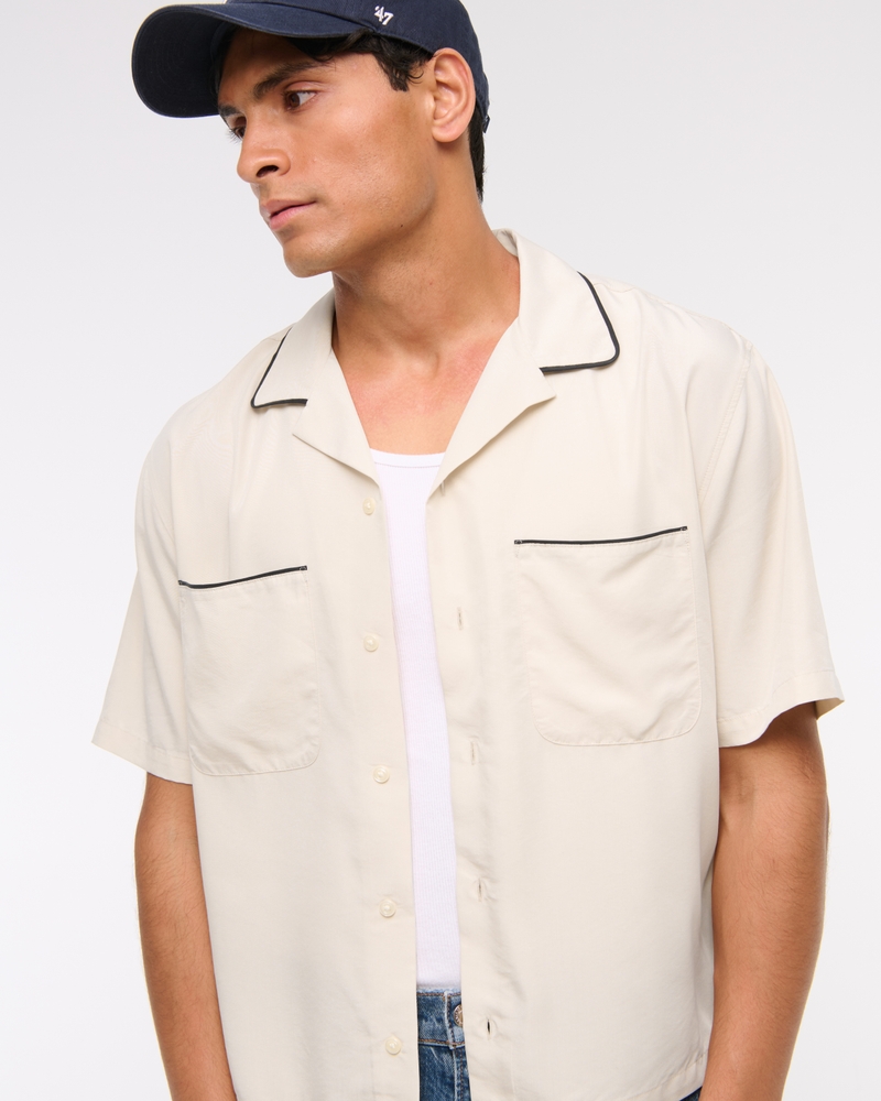 Camp Collar Cropped Cupro Shirt
