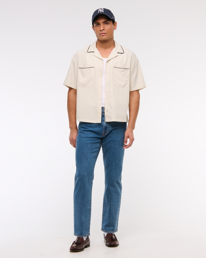Camp Collar Cropped Cupro Shirt
