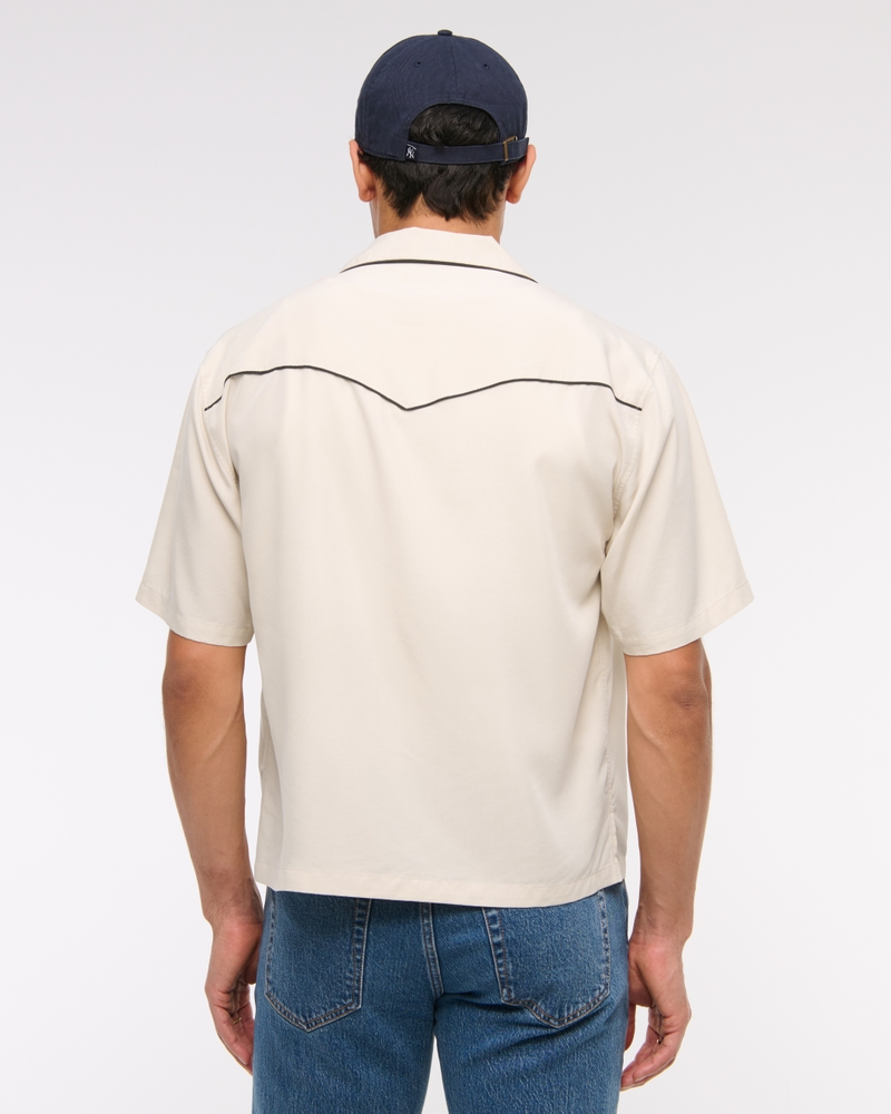 Camp Collar Cropped Cupro Shirt