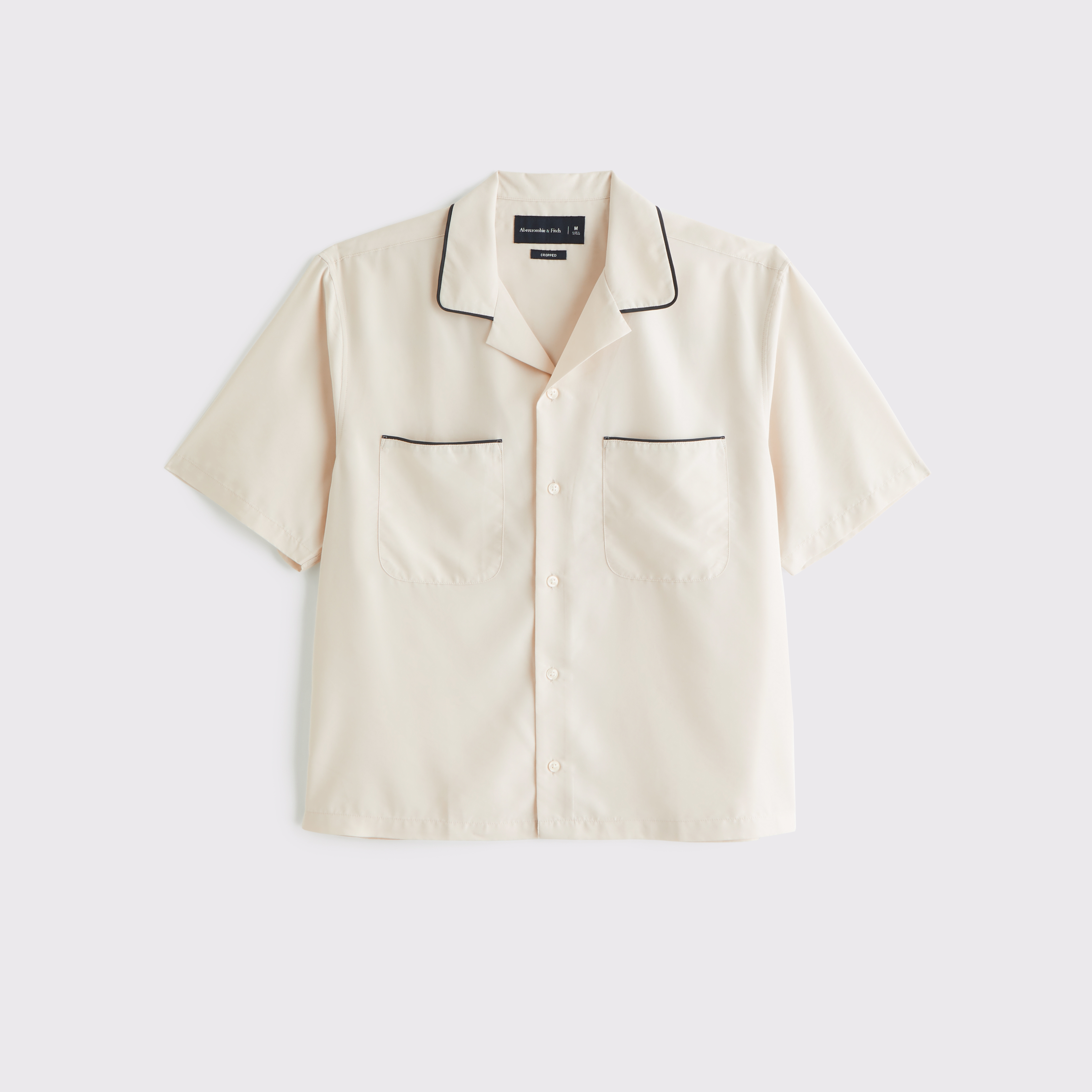 ★Abercrombie & Fitch★キャンプカラークロップボタンシャツ Men's Camp Collar Cropped Cupro Shirt | Men's Tops