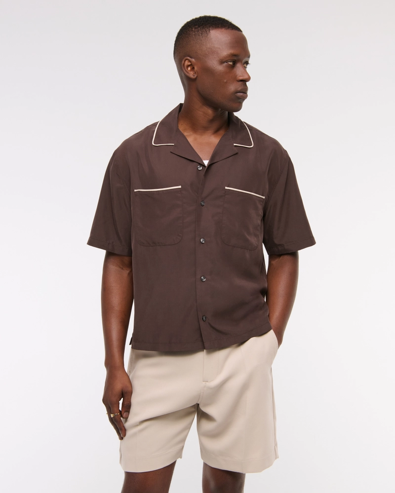 Camp Collar Cropped Cupro Shirt