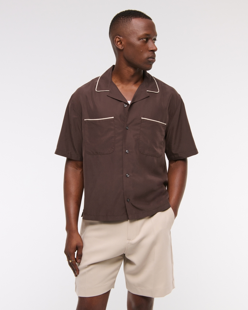 Camp Collar Cropped Cupro Shirt