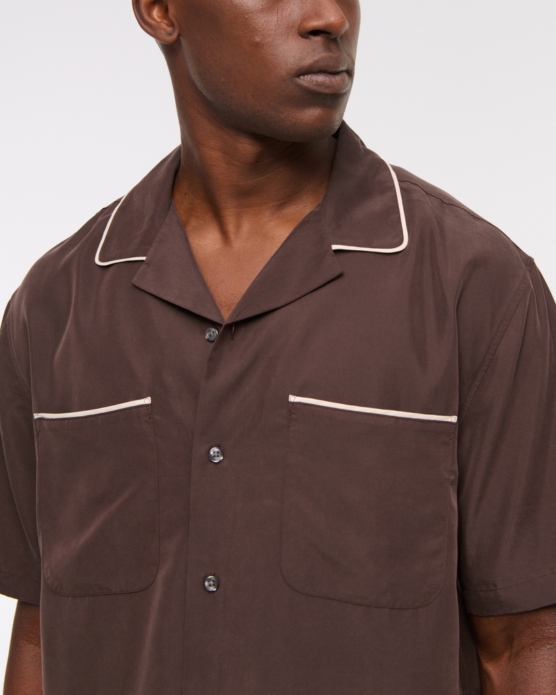 Camp Collar Cropped Cupro Shirt