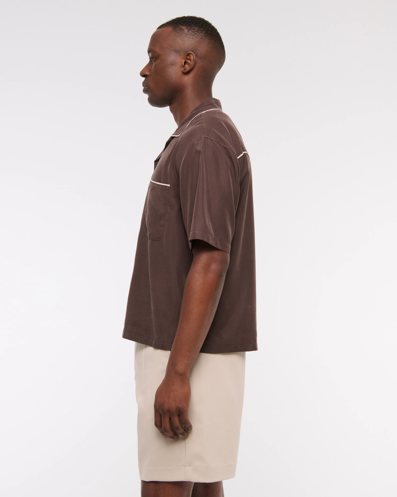 Camp Collar Cropped Cupro Shirt