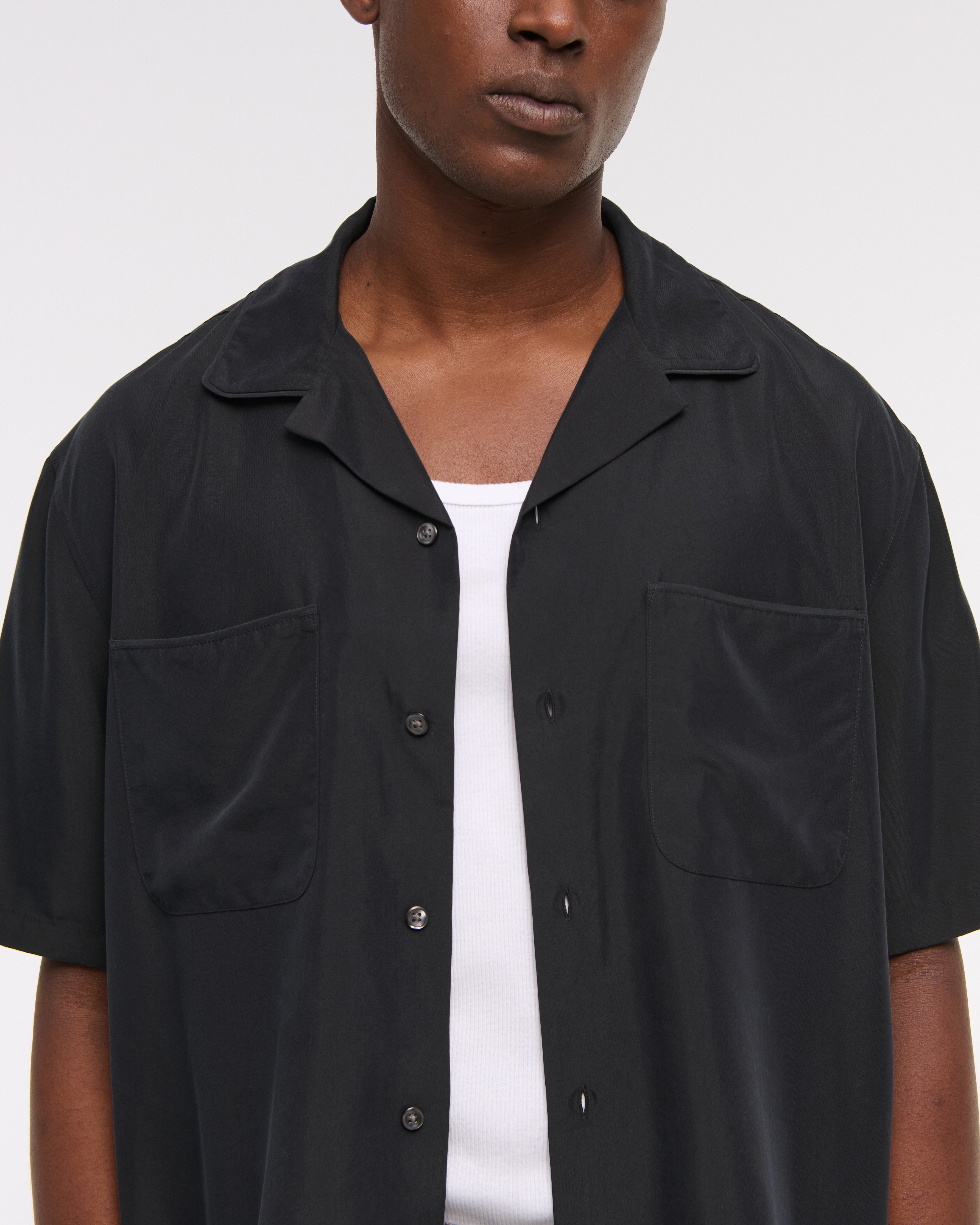 Men's Camp Collar Cropped Cupro Shirt | Men's Tops