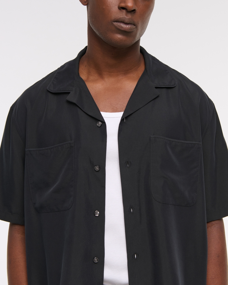 Camp Collar Cropped Cupro Shirt