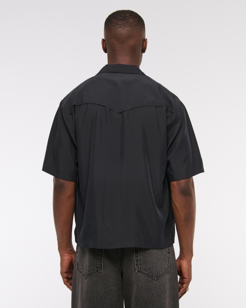 Camp Collar Cropped Cupro Shirt
