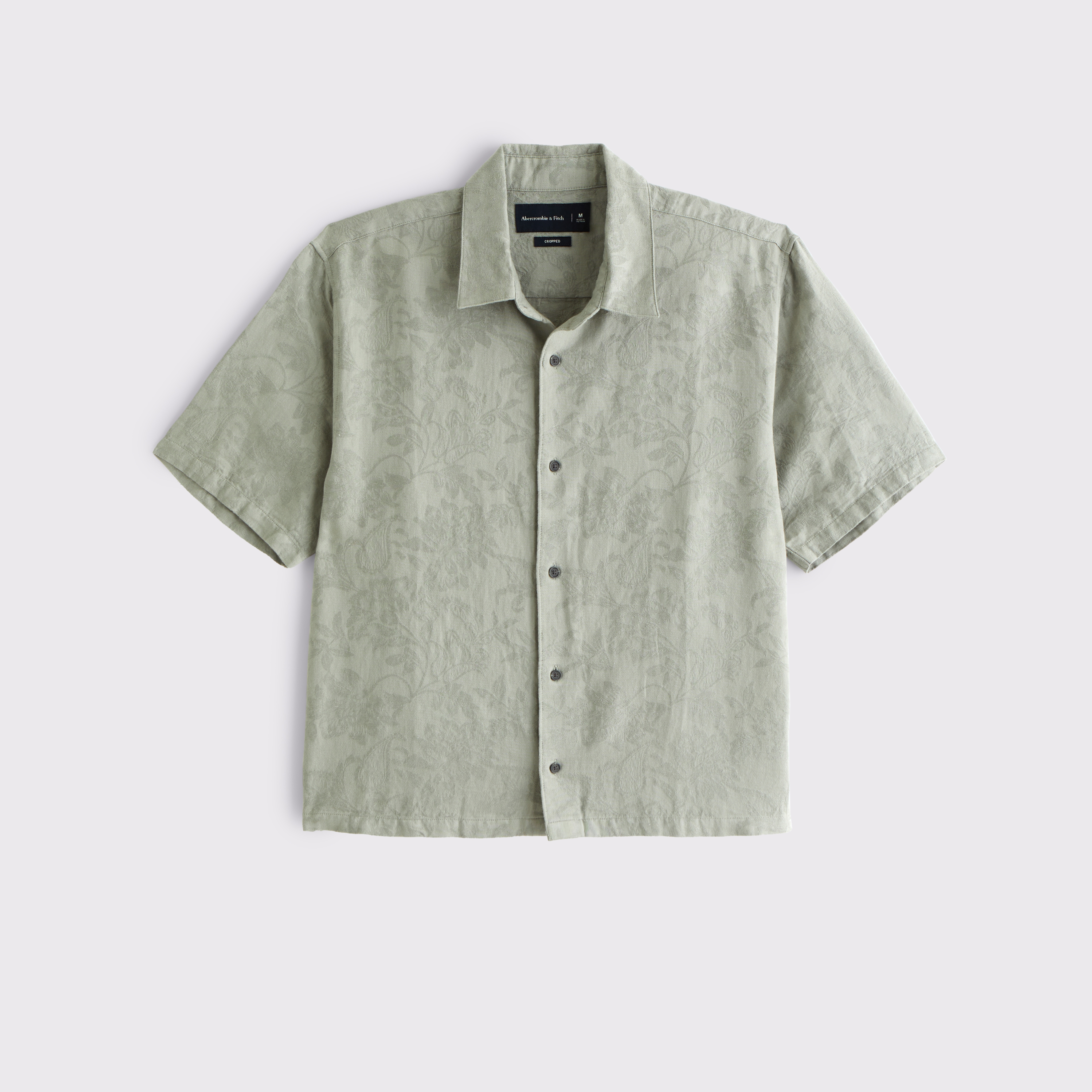 ファッションなデザイン Button-Up Jacquard Cropped Short-Sleeve Men's Shirt Men's | トップス
