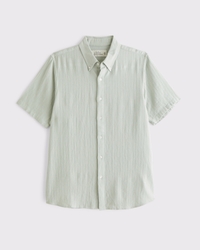 Short-Sleeve Summer Linen-Blend Button-Up Shirt