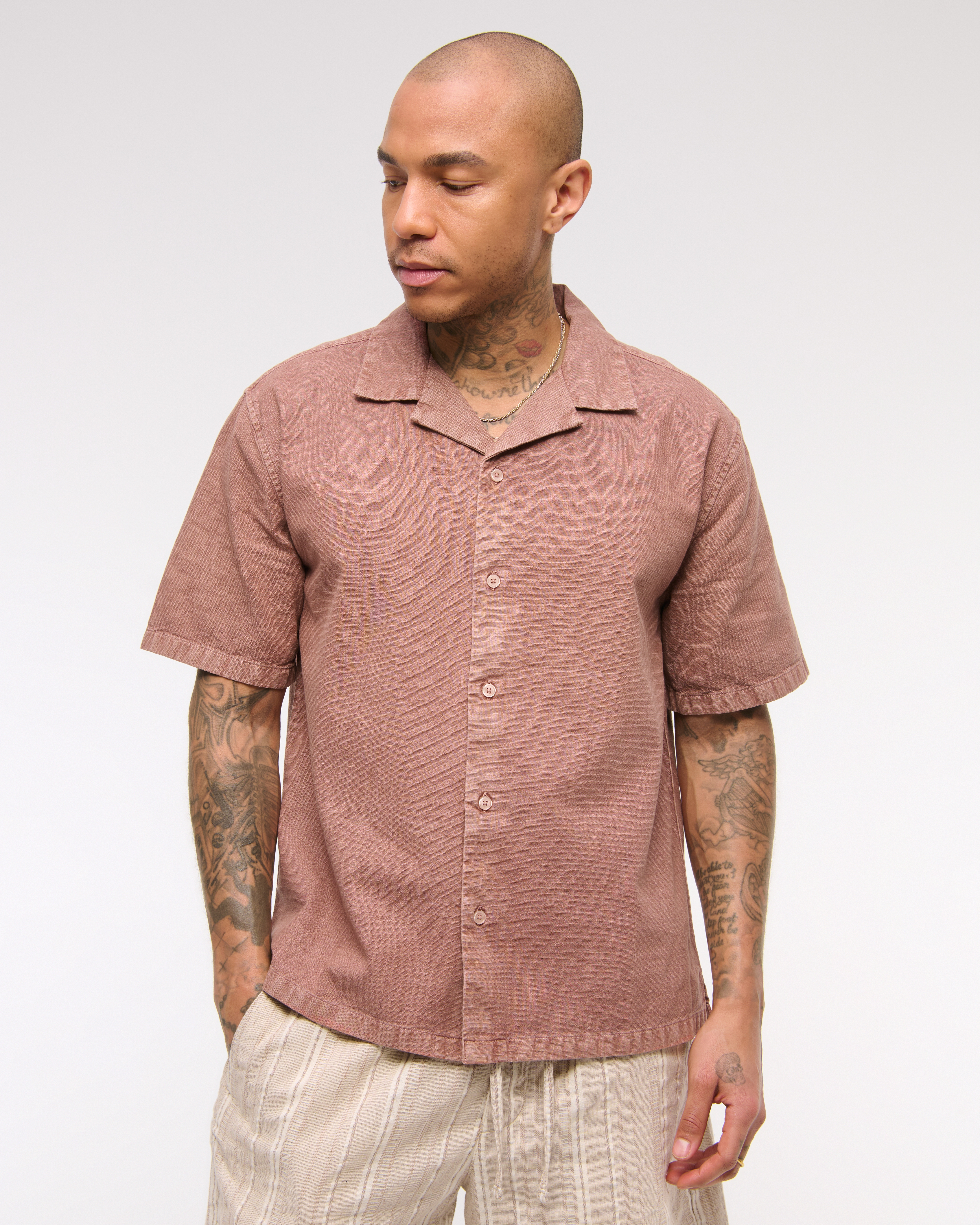 Men's Camp Collar Summer Linen-Blend Shirt | Men's Tops