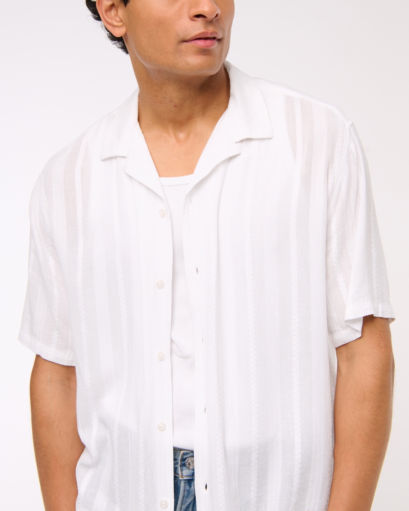Camp Collar Cropped Button-Up Shirt