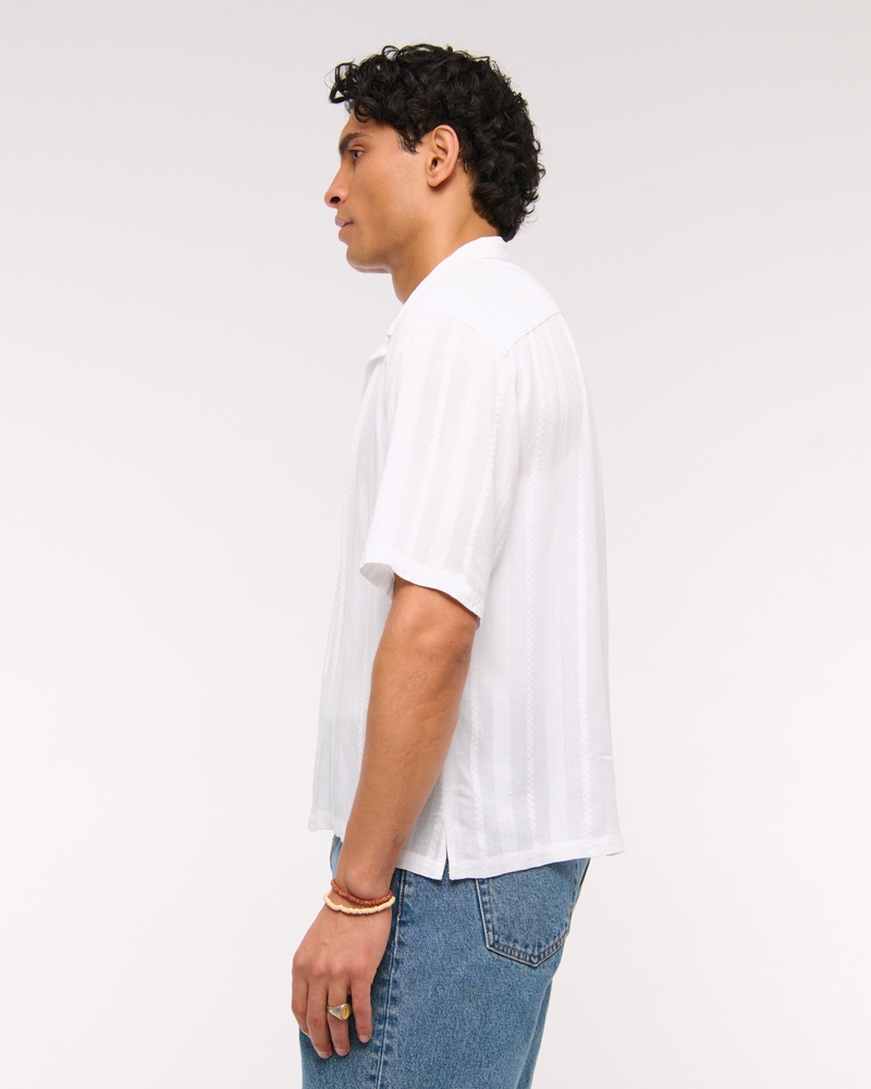 Camp Collar Cropped Button-Up Shirt