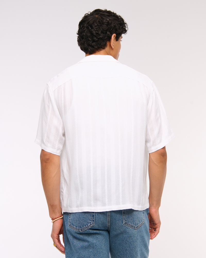 Camp Collar Cropped Button-Up Shirt