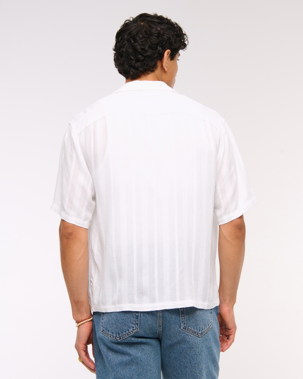 Camp Collar Cropped Button-Up Shirt