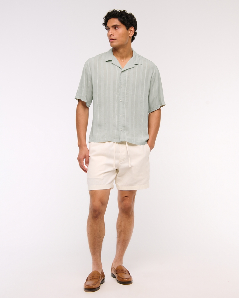 Camp Collar Cropped Button-Up Shirt