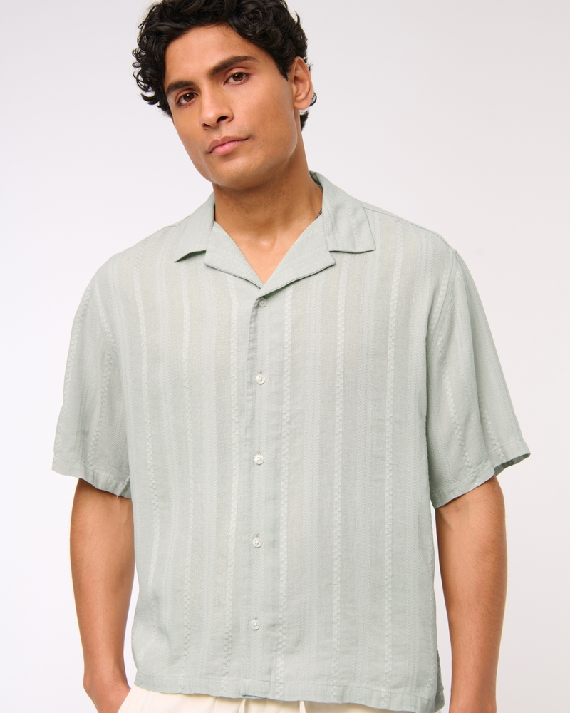 Camp Collar Cropped Button-Up Shirt