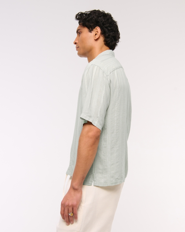 Camp Collar Cropped Button-Up Shirt