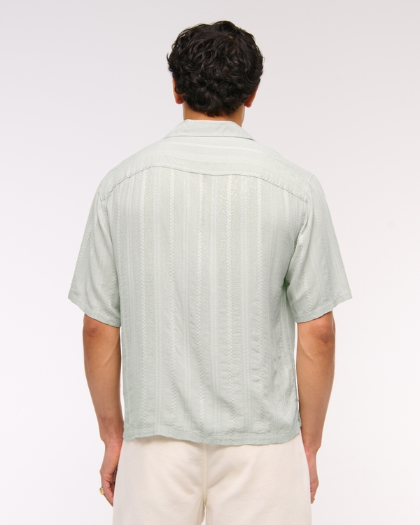 Camp Collar Cropped Button-Up Shirt